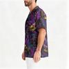 Men's Printing Short Sleeve V-neck Working Blouse Chest Pocket Carer Top
