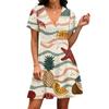 Women's Hawaiian Print Short Sleeve Dress V Neck Wrap Style for Vacation Outfits for Women and Spring Dresses for Women Sundresses for Women