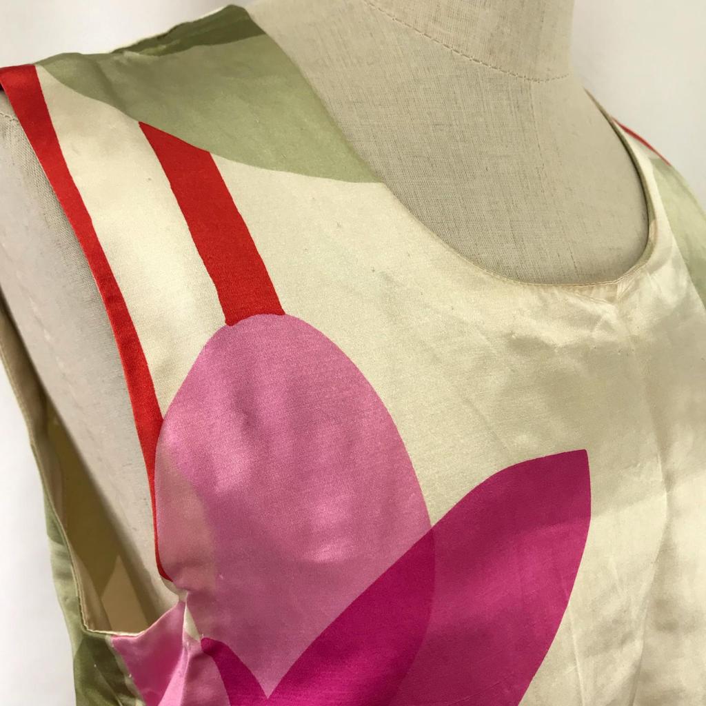 Italy Made MARNI Dress M Women Knee-Length Beige Floral Satin(USED)