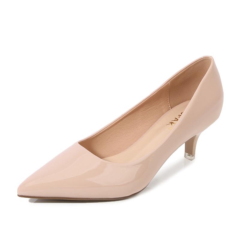 Professional High Heels Women's Pointed Head Shallow Mouth Large Size Single Shoes Black Medium Heel Dress Work Shoes Women