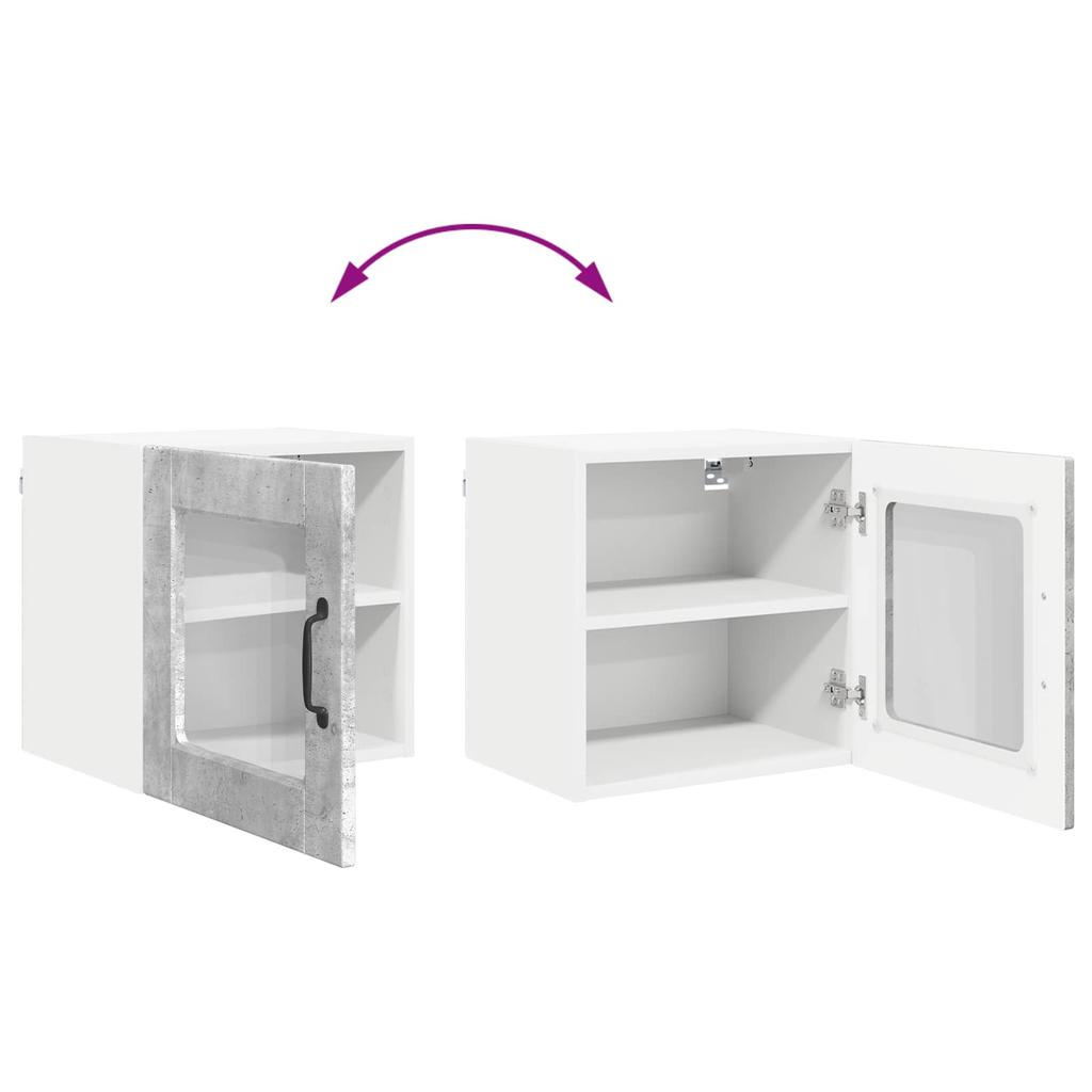 Wall Mounted Glass Cabinet PORTO 2 pcs Concrete Grey 40 x 31 x 40 cm