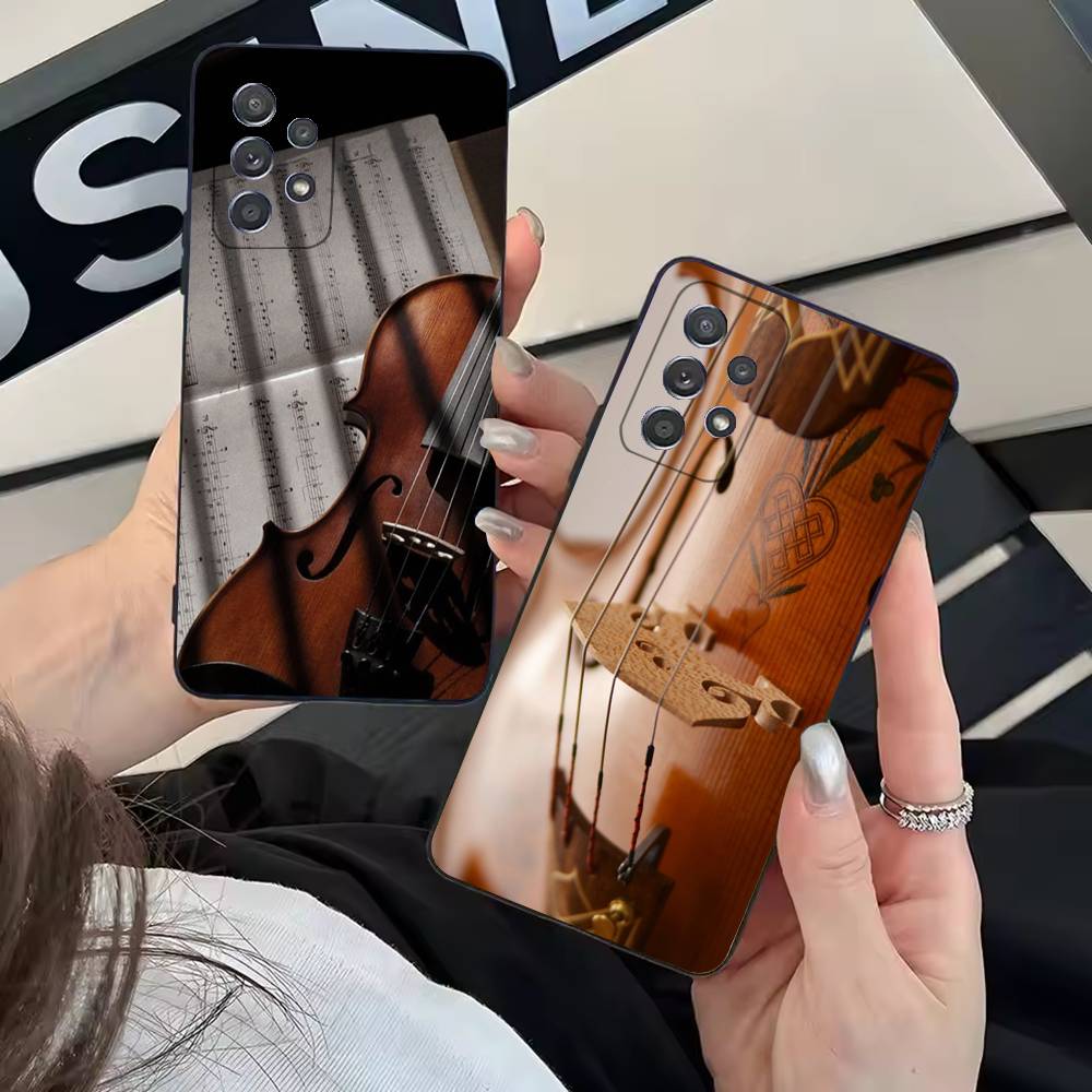 Music Musical Violin Phone Case For Samsung Galaxy A13,21s,22,31,32,52,53,71,80,A91 Soft Black Cover