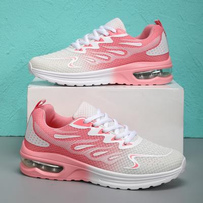 Running Women's Shoes Air Cushion Shock Absorption Running Shoes Summer Hollow Mesh Breathable Sports Lightweight Soft-soled Mot