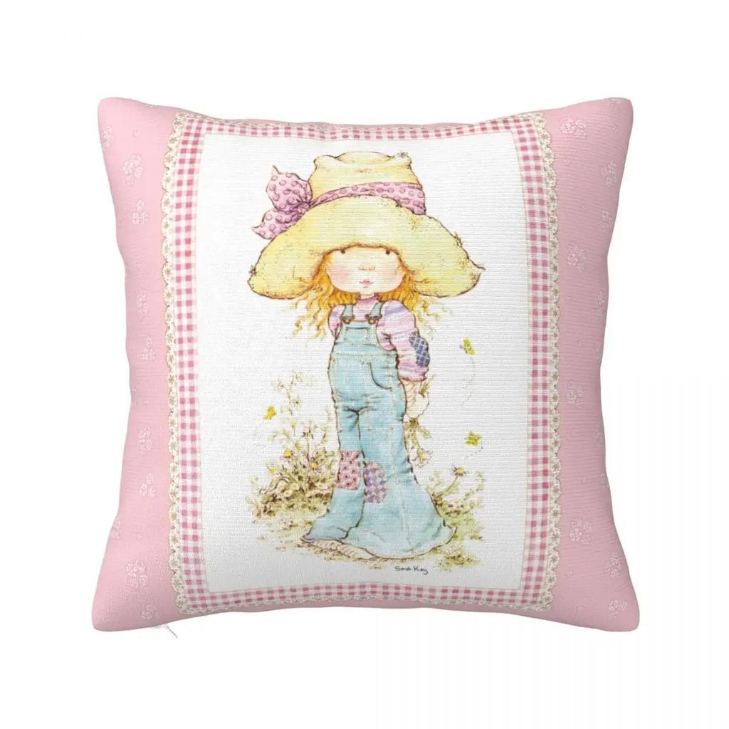 Niedlicher Kissenbezug mit Sarah Kay-Mädchen-Motiv, bedruckter Stoff, Kissenbezug, Dekoration, Cartoon-Kissenbezug für das Landleben, verschiedene Größen