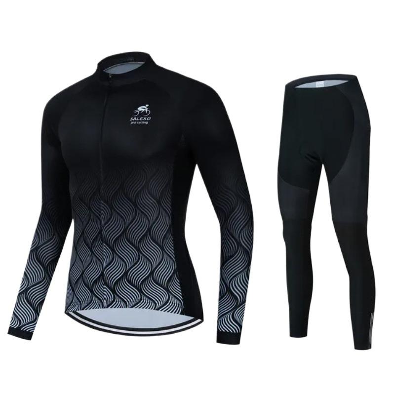 Cycling Suit, Bicycle Winter Men's and Women's Long-sleeved Fleece Suit, Thickened Thermal Overalls
