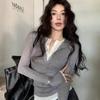 Spring Autumn Fake Two Pieces Slim Bottomed Tee Women Long Sleeve Casual All-match Pullover Top Bottons T-shirt