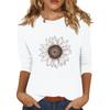 Women's Fashionable Casual Three Quarter Sleeve Printed Collar Pullover Top