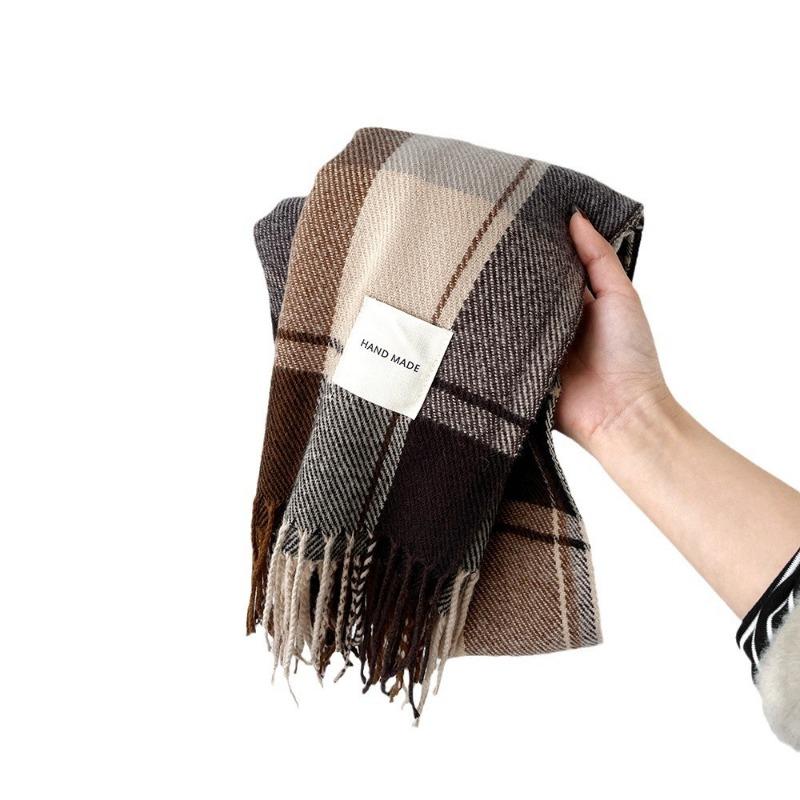 Autumn and winter plaid scarf women's imitation cashmere scarf simple scarf versatile winter warm shawl