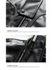 American Style PU Leather Men's Retro Motorcycle Jacket - Stand Collar, Color Block, Spring/Autumn Coat