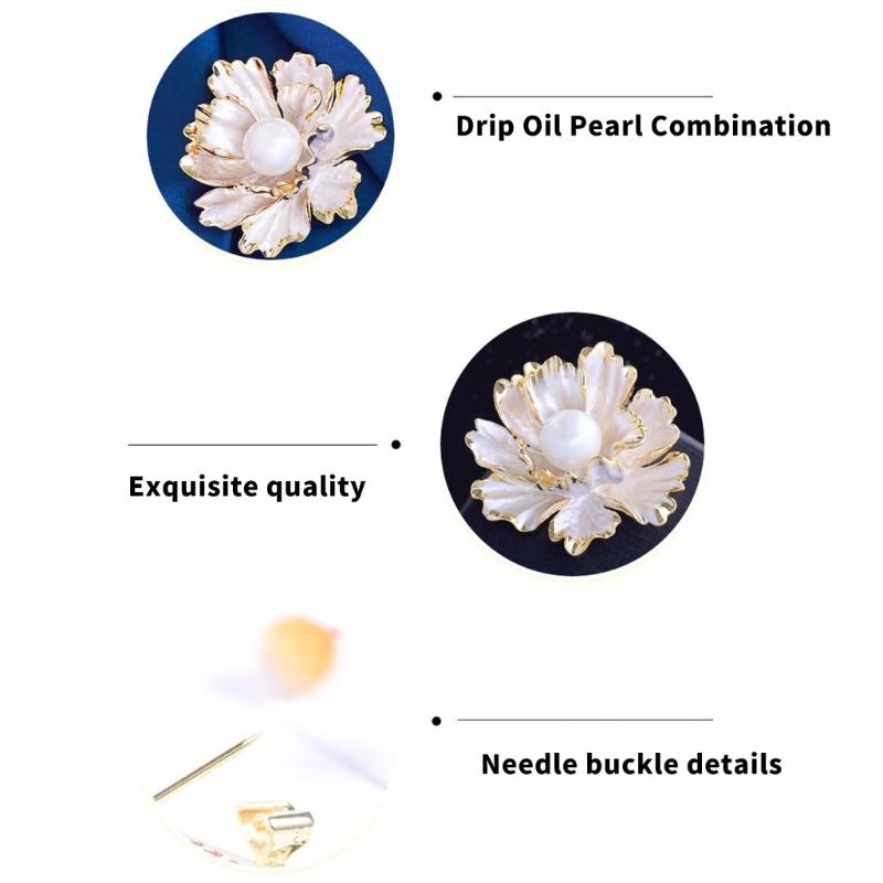 Peony Corsage Pin Brooch for Women Adorned with Rhinestones and Imitation Pearls Perfect for Wedding Party Office