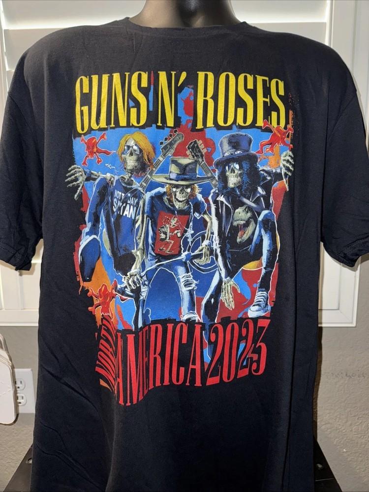 RARE! NEW Official Guns N Roses 2023 North America Tour Shirt all Size HOT New Unisex T-Shirt M