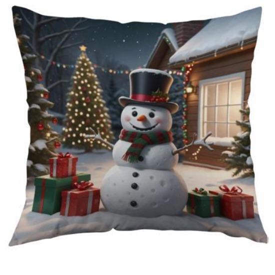 

Christmas Pillow Cover with Santa Claus Print Polyester Cushion Sofa Decoration Cushion Cover Holiday Gift 45*45cm