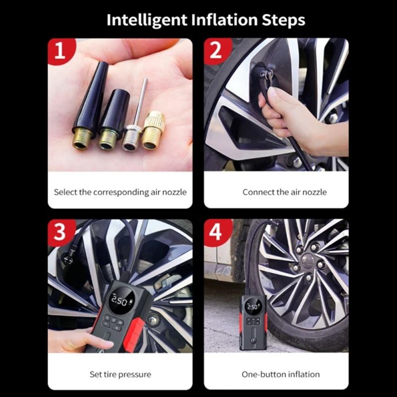 Double Purpose Car Air Compressor Jump Starter And Digital Tire Inflator With 800A Current For Automotive Emergency Use