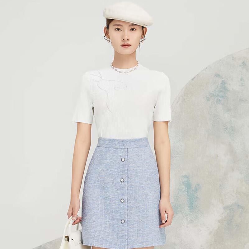 

JESSIE Женский свитер с коротким рукавом, рубчатой вязки L