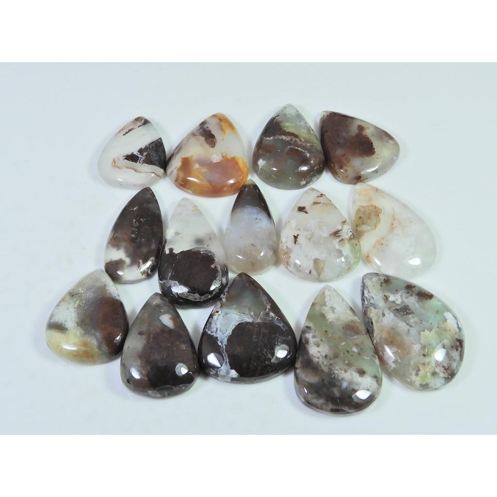 250Cts. Natural Chrysoprase Pear Shape Cabachon Loose Gemstone 14 Pcs Lot C-2560