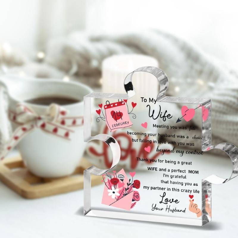 2D Flat Valentine'S Day Acrylic Plaque - Romantic Love Message Decor for Home & Office, Ideal for Birthday, Anniversary, New Year Gifts,