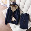 Plus Size Women's Fleece Lined Hooded Jacket & Sportswear Set - Autumn/Winter Korean Style