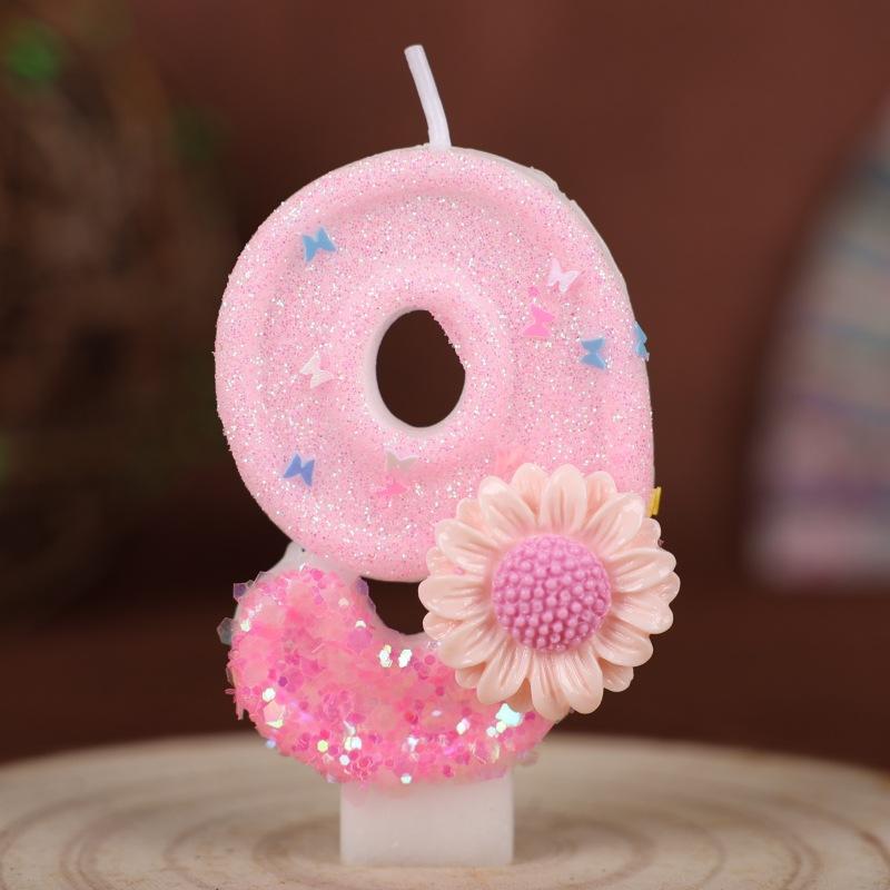 

Креативные розовые цветы свечи с цифрами дня рождения товары для вечеринки украшение для торта подсолнухи 9