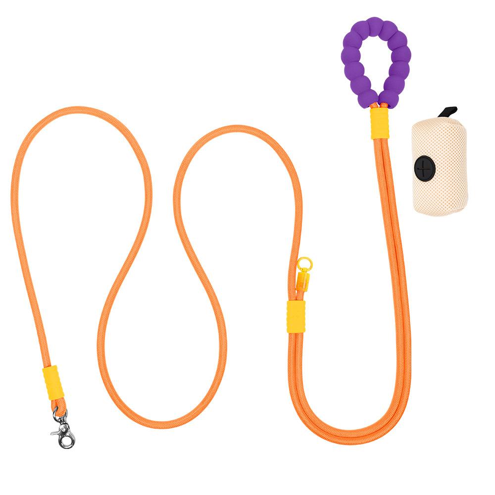New hot selling colour dog leash dopamine walking pet p-leash, large, medium and small dog colour gradient leash dog poop bag.