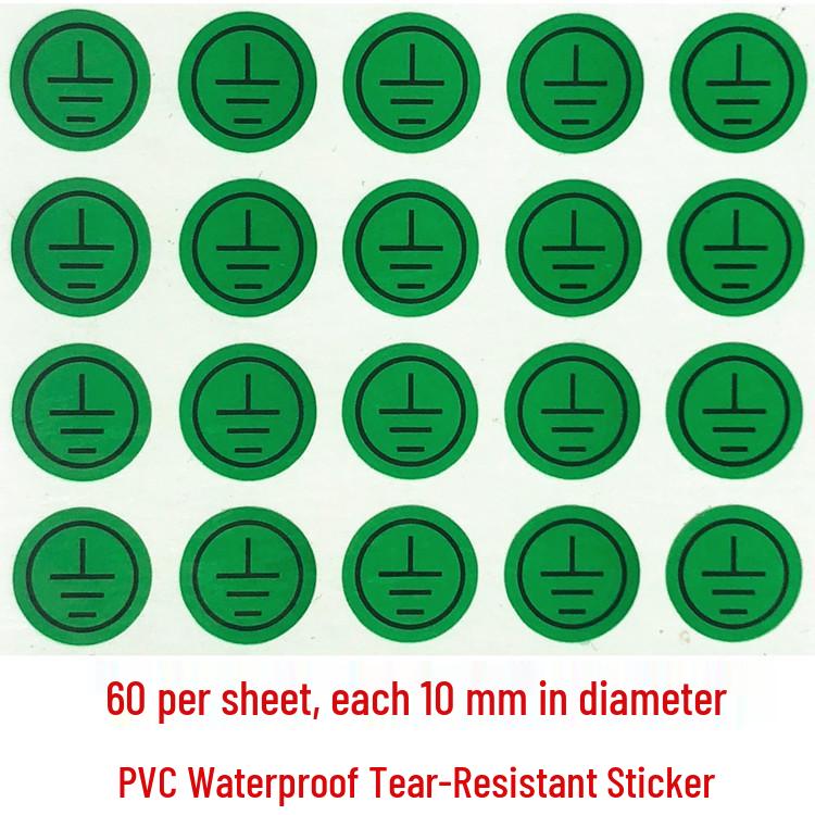 Wodoodporna, odporna na rozdarcie, antystatyczna etykieta uziemiająca z PVC - 1 pionowa, 3 poziome