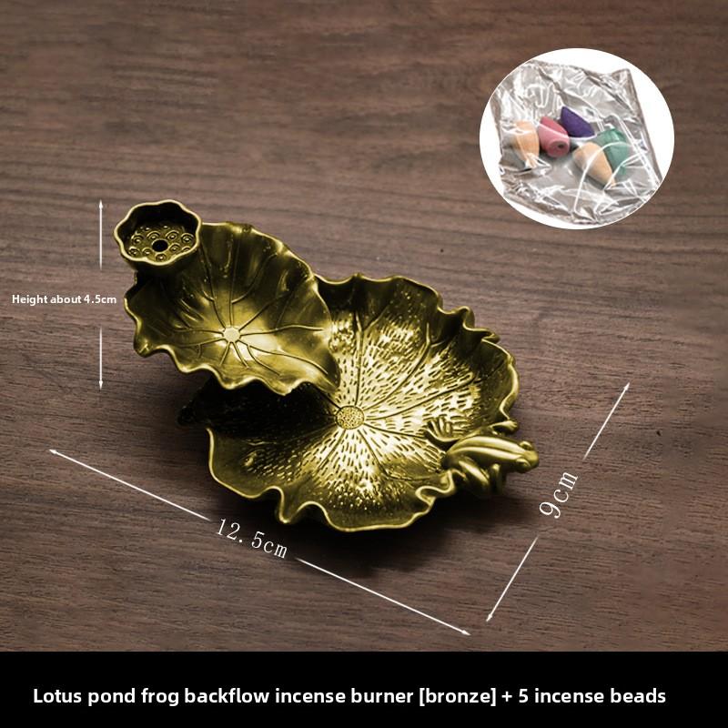 

1pcs Alloy Antique Creative Reverse Flow Lotus Pond Reverse Flow Incense Burner Home Tea Ceremony Indoor