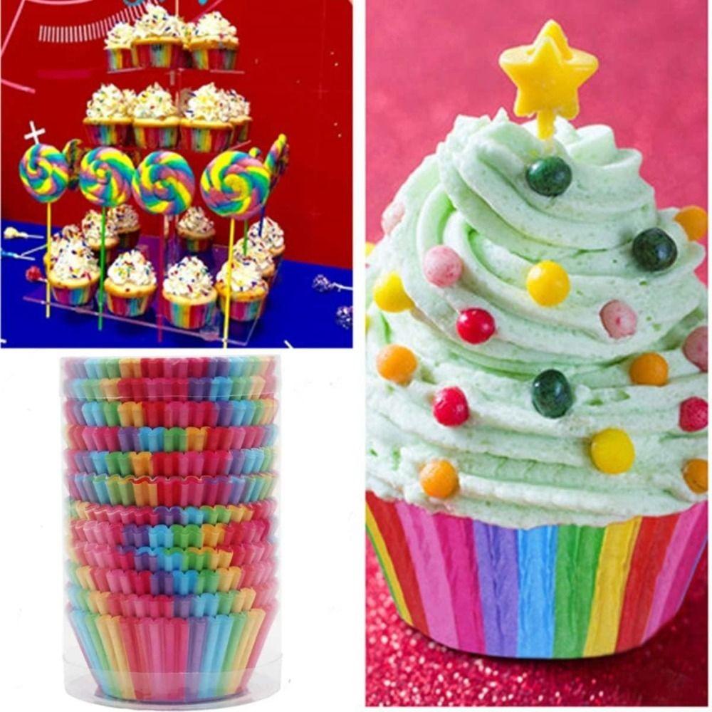 Rainbow Color Colorful Cupcake Liners Greaseproof Nonstick Cake Molds Cake Baking