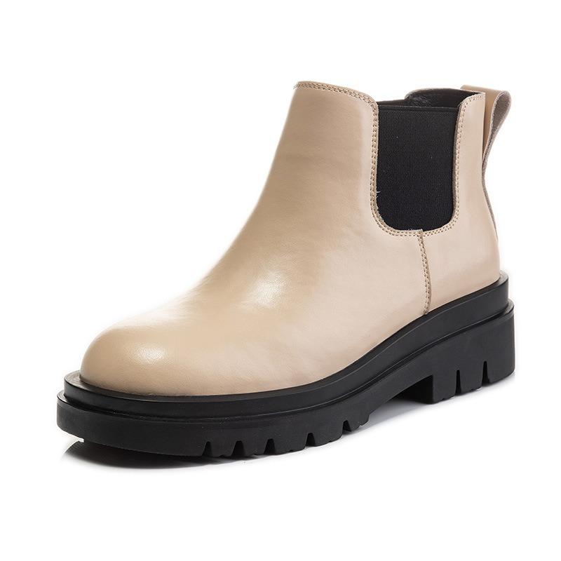Leather Martin boots women's autumn new short boots thick heel casual boots women's Chelsea pipe women's boots tide