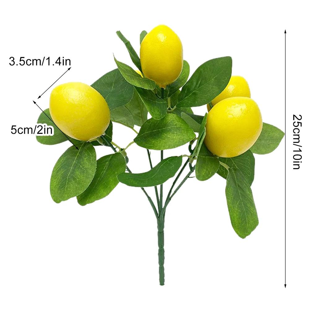 2pcs Simulated Lemon Fruit Branch Bouquet With Green Leaves Artificial Flowers Home Photography Props Flores Artificales Plant