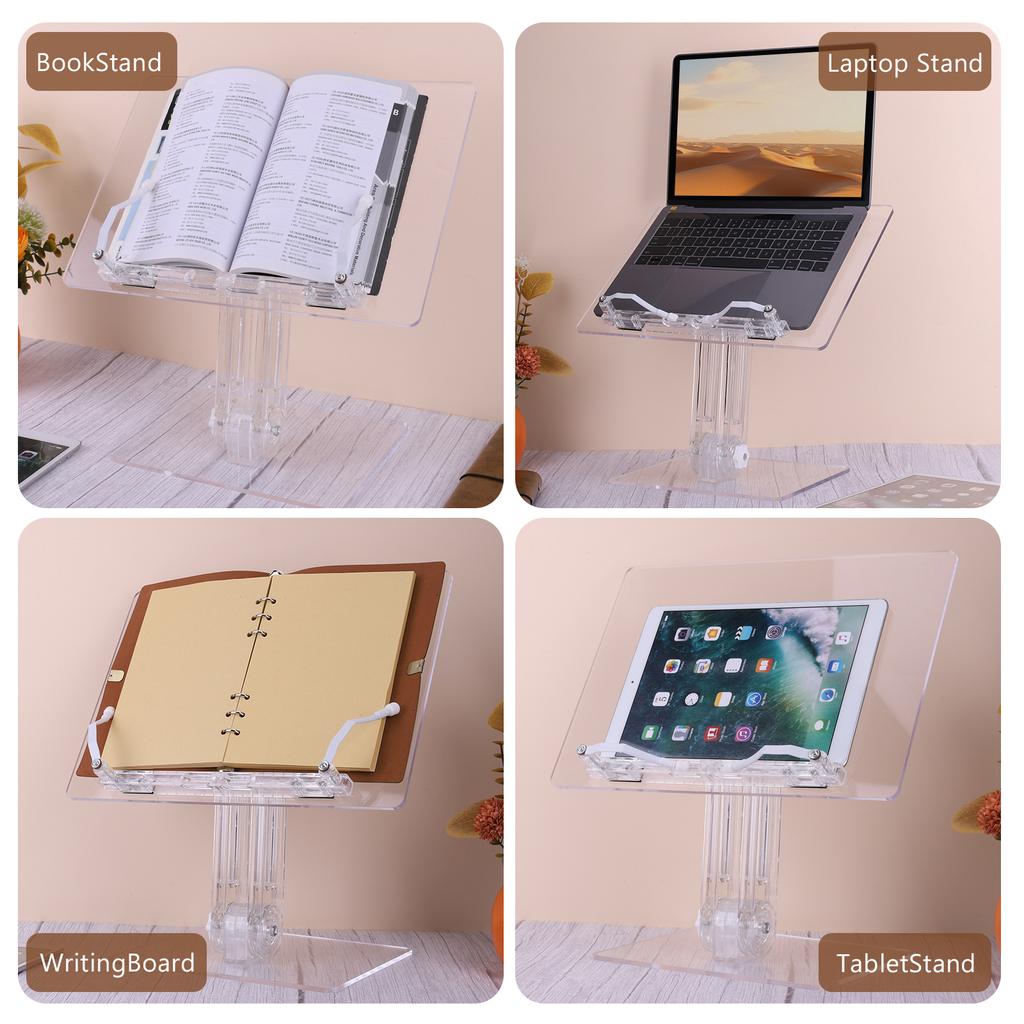 Acrylic Book Holder Stand Height Adjustable Reading Book Rest 180 Degrees Rotation Tablet Phone Holder Study Office Accessory