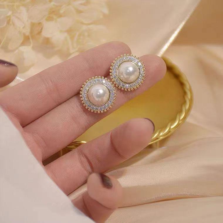 Vintage Perlen- und Diamant-Ohrringe aus S925 Silber: Eleganter Luxus-Stil für Damen