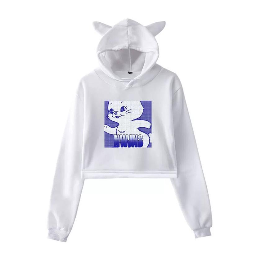 2023 Cartoon Anime Cat Ear Girls' Cropped Hoodie