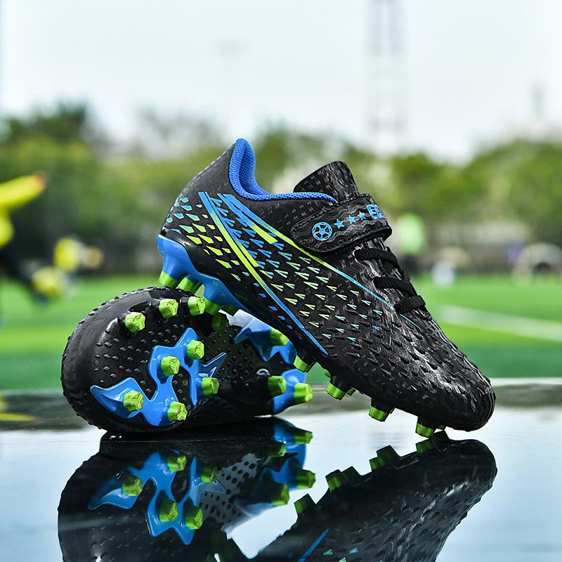 New Children's Football Shoes Men's Long Nails Youth Non-slip Breathable Shoes Student Lace-up Velcro Sneakers Women