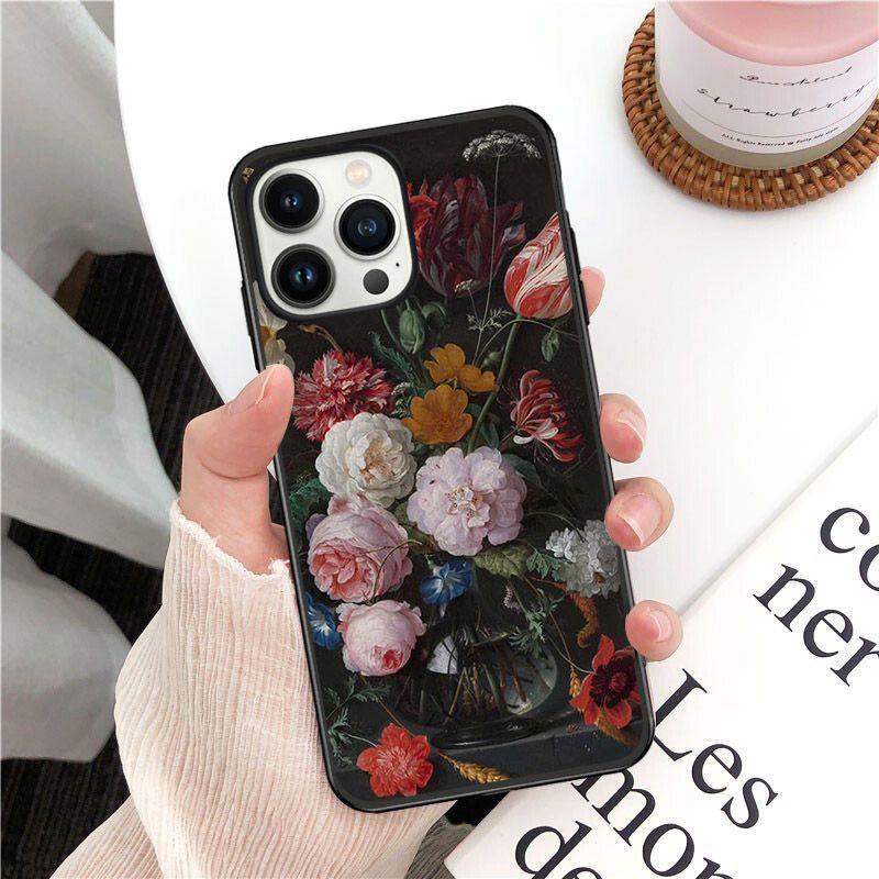 Classic Painting Flower In a Vase Aesthetic Art Phone Cover For Iphone 14pro 11pro 12 13pro Max 6s Xs 7 8plus SE Xr 12mini Cases