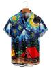 Summer Essential! Hawaiian Short Sleeve Shirt with Tropical Beach Landscape Print
