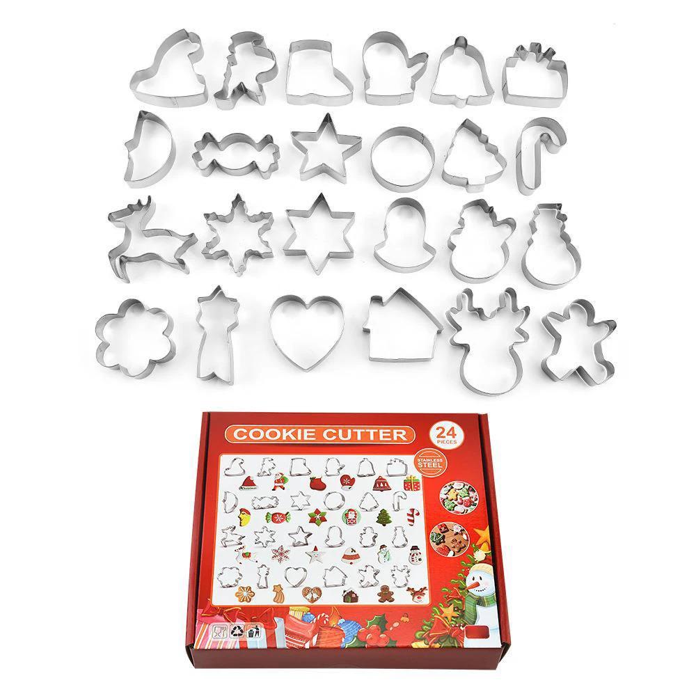 Christmas Cookie Cutter Stainless Steel Biscuit Mold Baking Tool Christmas Theme Snowflake Santa Claus Cake Biscuit Mould