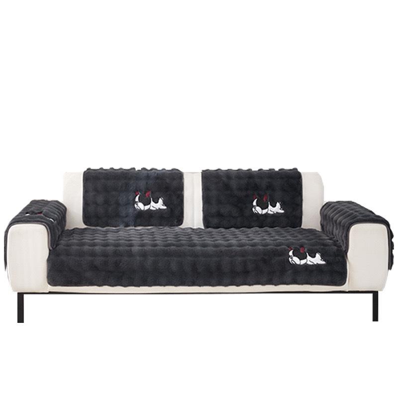 Plush Rabbit Sofa Cushion Cover, Winter Warm Non-Slip Thickened Sofa Seat Cushion, Cute Animal Sofa Protector