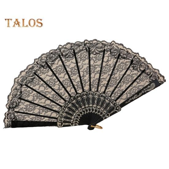 

Складной веер в китайском стиле, пластиковый традиционный цветочный узор, ручной веер, эргономичная ручка, портативный ручной вентилятор для женщин, танцев, косплея, свадьбы чёрный