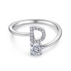 26 English A-Z Letters 925 Sterling Silver Ring Female Diamond Zircon Opening Adjustable Index Finger Ring Tail Ring
