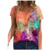 Summer V-neck Colorful 3D Printed Flower Pattern Top Fashionable Casual Short Sleeved Women's T-shirts