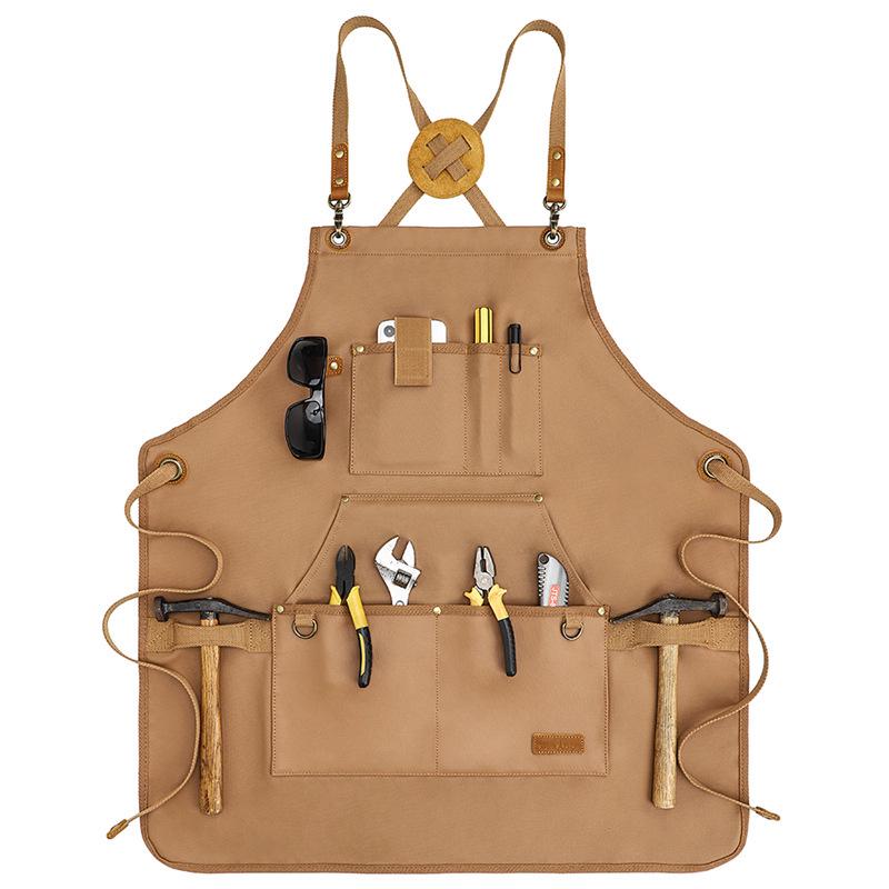 Thickened Canvas Garden Apron: Adjustable, Waterproof & Oilproof Smock with Logo Print