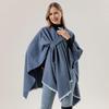 European & American Solid Color Imitation Cashmere Shawl Cape - Women's Autumn/Winter Warm Outerwear Scarf