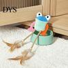 Fun Kitten Gift for Pet Owners Plush Frog Cat Toy, Interactive Toy with Bell And Feathers, Supplies Playtime Woven Rope Long Leg Frog, Chew