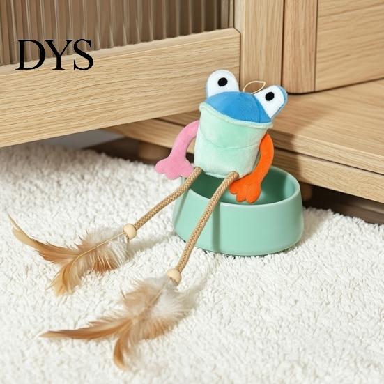 Fun Kitten Gift for Pet Owners Plush Frog Cat Toy, Interactive Toy with Bell And Feathers, Supplies Playtime Woven Rope Long Leg Frog, Chew