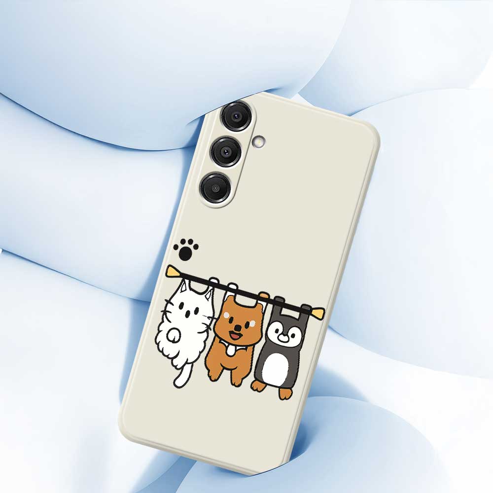 For Samsung Galaxy A16 5G/4G Case Three Animal Dolls Pattern Printing Straight Edge TPU Phone Back Cover
