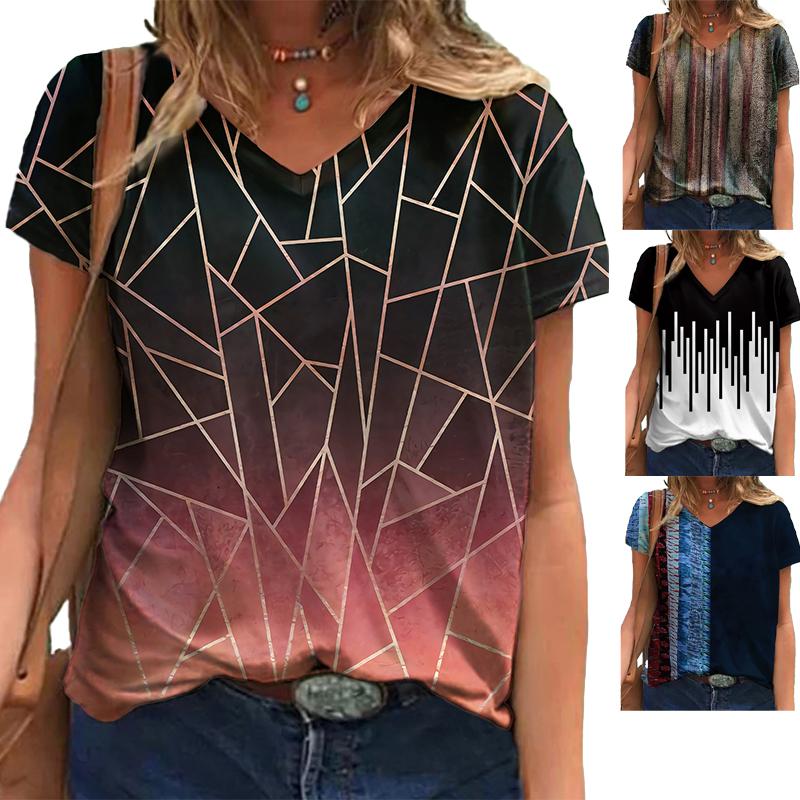 Buy Women Vneck Tops Cmfy Printed Summer Sport Shirts Plus Size T