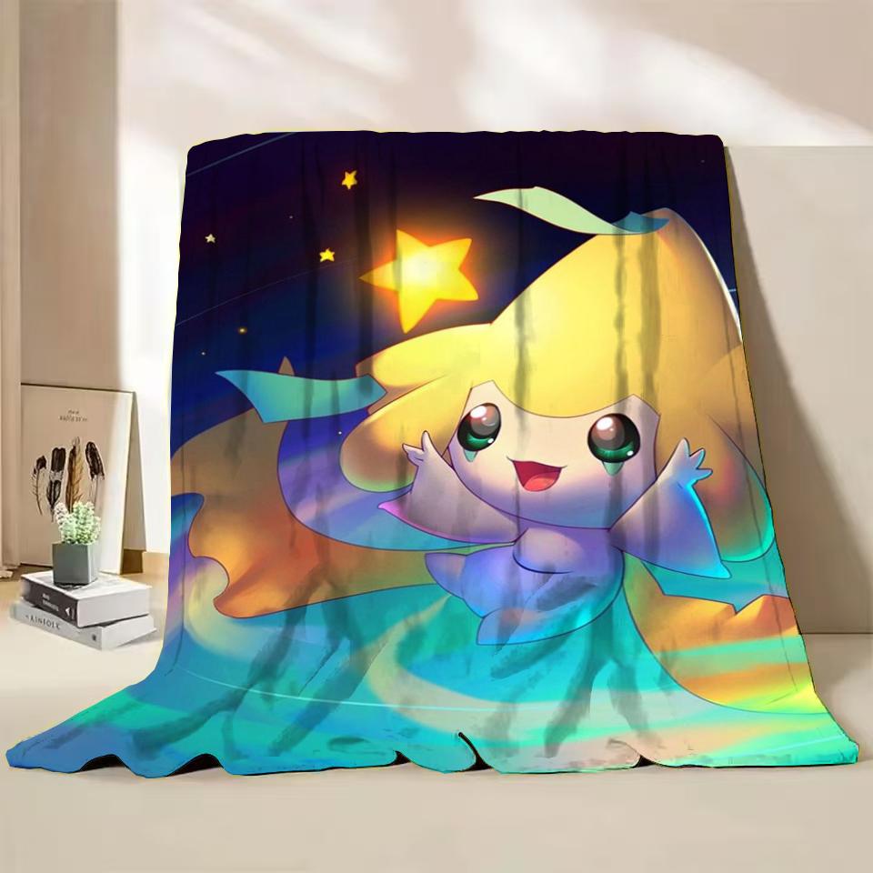 Pokemon Jirachi Cartoon Flannel Fluffy Blanket for Home Bedroom Bed Sofa Office Children Cover Adult Soft Blanket Baby Cute Gift