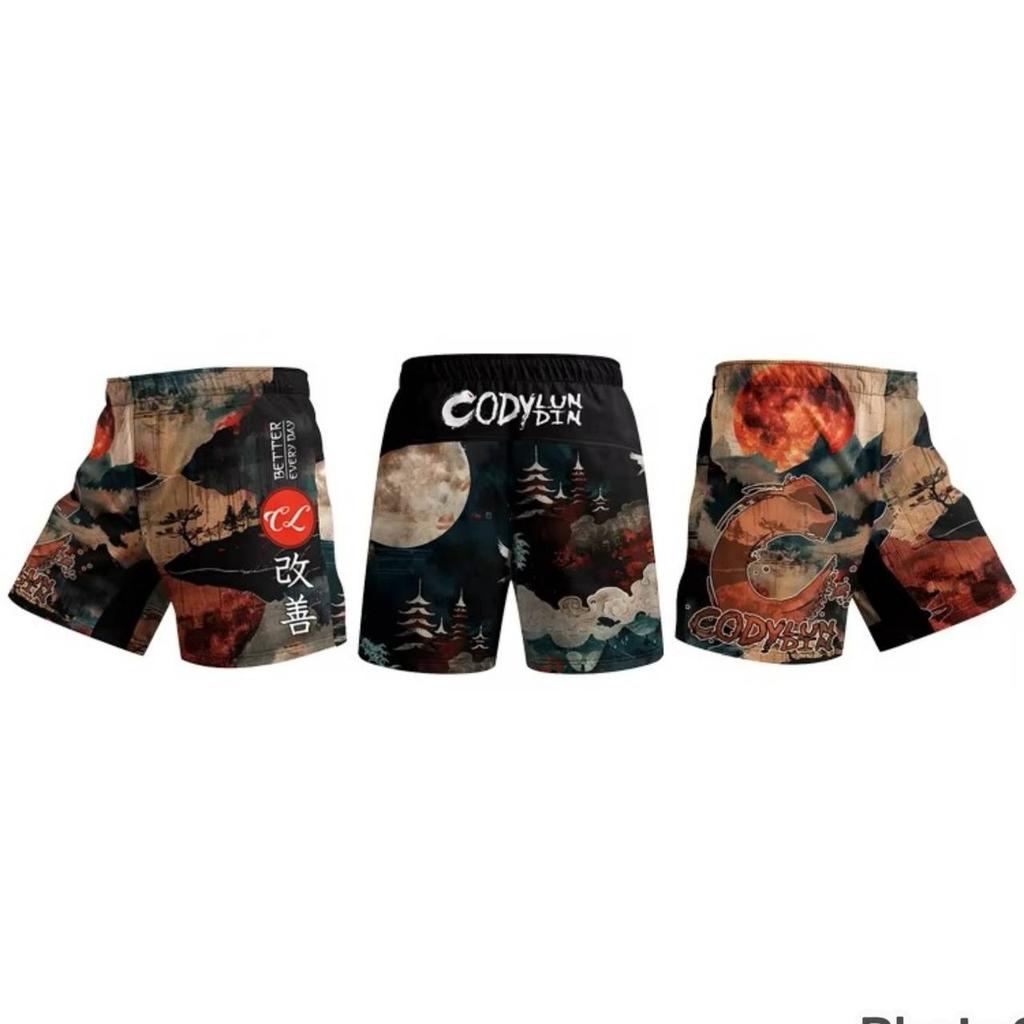 Gym MMA Muay Thai Kickboxing Boxing Fitness Print Shorts Elastic Waist Training Unisex Men Women Fight UFC Martial Art Fitness Training Sport Workout