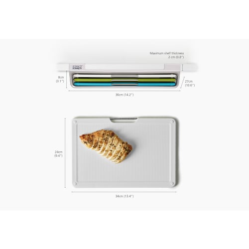 Joseph Joseph Slim Color-Coded Cutting Board Set, Multicolor, Large, Folio, Under-Shelf, 60235, Set of 3
