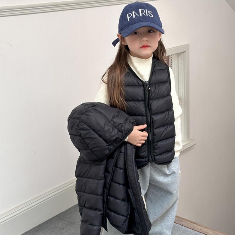 Lightweight Down Jacket for Boys and Girls In Winter with White Duck Down Lining Vest Coat