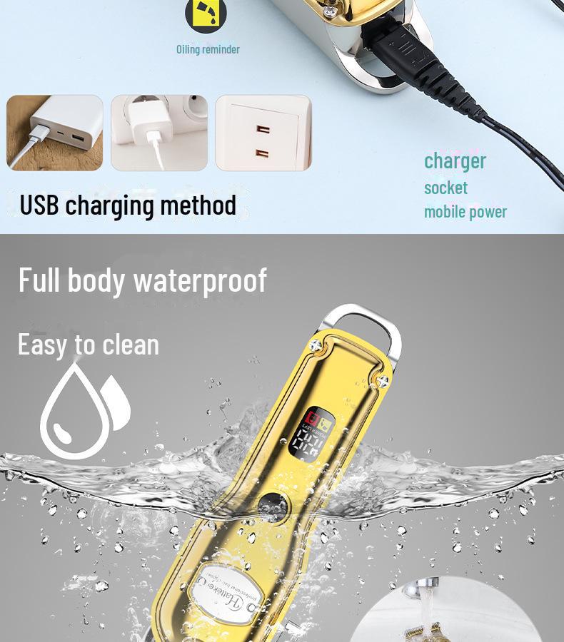 Professional Washable Metal Hair Clipper with LCD Display for Gradient Styles